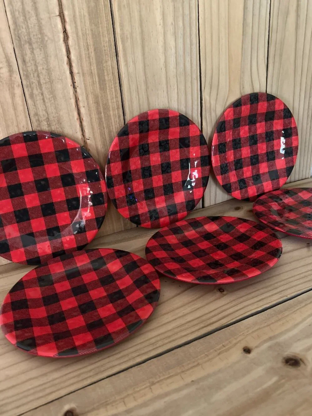 Set of 6 Robert Stanley Black & Red Buffalo Check 8